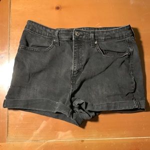 Black denim shorts